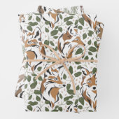 クリスマスホリデーウォーターカラーウッドランド動物 ラッピングペーパーシート (インサイチュ)