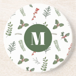 クリスマスホリデーウォーターカラーグリーナリーとベリー コースター
