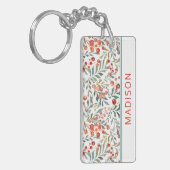 クリスマスホリデーウォーターカラーパーソナライズされたフローラ キーホルダー (正面左)