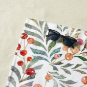 クリスマスホリデーウォーターカラーパーソナライズされたフローラ ビーチタオル (インサイチュ)