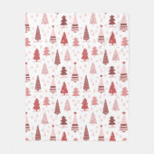 クリスマスホリデーウォーターカラーピンクローズ金ゴールドツリー フリースブランケット (正面)