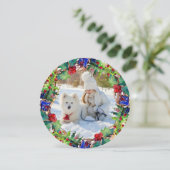 クリスマスホリデーウォーターカラーフローラリース写真 シーズンカード (スタンド正面)