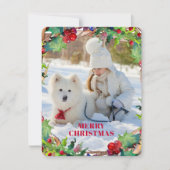 クリスマスホリデーウォーターカラーフローラリース写真 シーズンカード (正面)