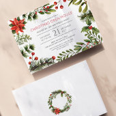 クリスマスホリデーウォーターカラーベリーグリーン ノートカード