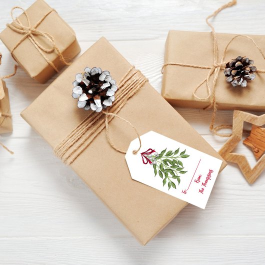 クリスマスホリデーウォーターカラーメリーミストレトウキュート ギフトタグ