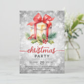 クリスマスホリデーウォーターカラー会社スノーシルバー 招待状 (スタンド正面)