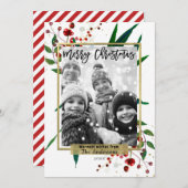 クリスマスホリデーウォーター色モダンフローラ写真 シーズンカード (正面/裏面)