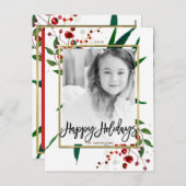クリスマスホリデーウォーター色モダンフローラ写真 シーズンポストカード (正面/裏面)