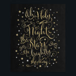 クリスマスホリデーウォールアートフェイク金ゴールド書道 ポスター<br><div class="desc">OH HOLY NIGHT THE STARS ARE BRIGHT 輝く Beautiful Christmas wall art in chalkboardスタイルで金ゴールドレタリングとグリッター星を搭載したフェイク</div>