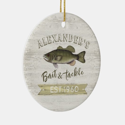 クリスマスホリデーウッドワイルフお洒落ィルギー魚釣り セラミックオーナメント (右)