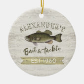 クリスマスホリデーウッドワイルフお洒落ィルギー魚釣り セラミックオーナメント (正面)