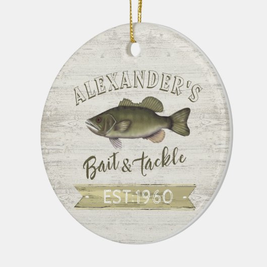 クリスマスホリデーウッドワイルフお洒落ィルギー魚釣り セラミックオーナメント (左)