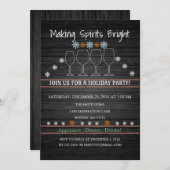 クリスマスホリデーウッド背景  雪の結晶パーティー 招待状 (正面/裏面)