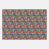 クリスマスホリデーウマズラッピング紙シート ラッピングペーパーシート (正面3)