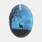 クリスマスホリデーエルクアンドムーン ガラスオーナメント (正面左)