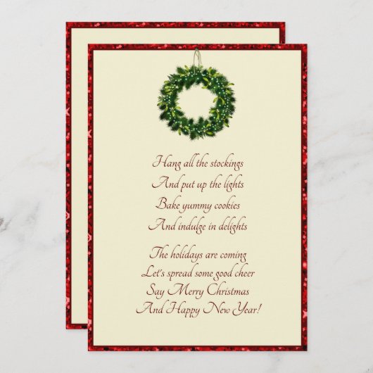 クリスマスホリデーエレガントクリスマスリースカード シーズンカード (正面/裏面)