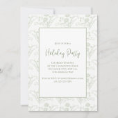 クリスマスホリデーエレガントグリーンリーQRコードマップ 招待状 (正面)