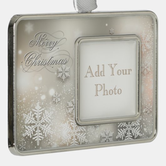 クリスマスホリデーエレガントスノーフレークフレームオーナメント シルバープレートフレームオーナメント (右)
