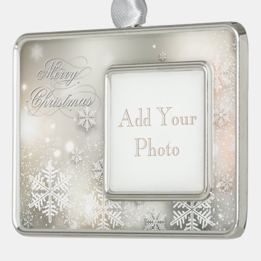 クリスマスホリデーエレガントスノーフレークフレームオーナメント シルバープレートフレームオーナメント (左)