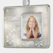 クリスマスホリデーエレガントスノーフレークフレームオーナメント シルバープレートフレームオーナメント (左)