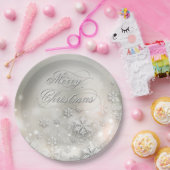 クリスマスホリデーエレガントスノーフレークプレート ペーパープレート (パーティー)