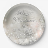 クリスマスホリデーエレガントスノーフレークプレート ペーパープレート (正面)