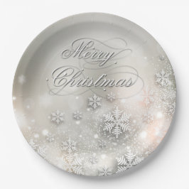クリスマスホリデーエレガントスノーフレークプレート ペーパープレート