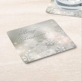 クリスマスホリデーエレガントスノーフレーク スクエアペーパーコースター (アングル)