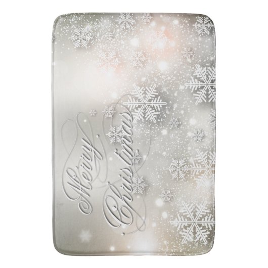 クリスマスホリデーエレガントスノーフレーク バスマット (正面縦)