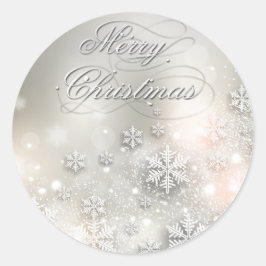 クリスマスホリデーエレガントスノーフレーク ラウンドシール