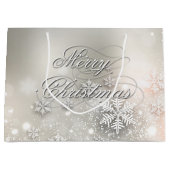 クリスマスホリデーエレガントスノーフレーク ラージペーパーバッグ (正面)