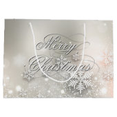 クリスマスホリデーエレガントスノーフレーク ラージペーパーバッグ (裏面)