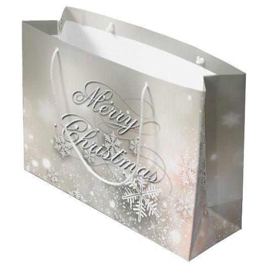 クリスマスホリデーエレガントスノーフレーク ラージペーパーバッグ (裏面アングル)