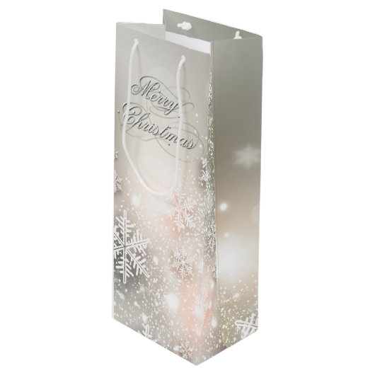 クリスマスホリデーエレガントスノーフレーク ワインギフトバッグ (正面アングル)