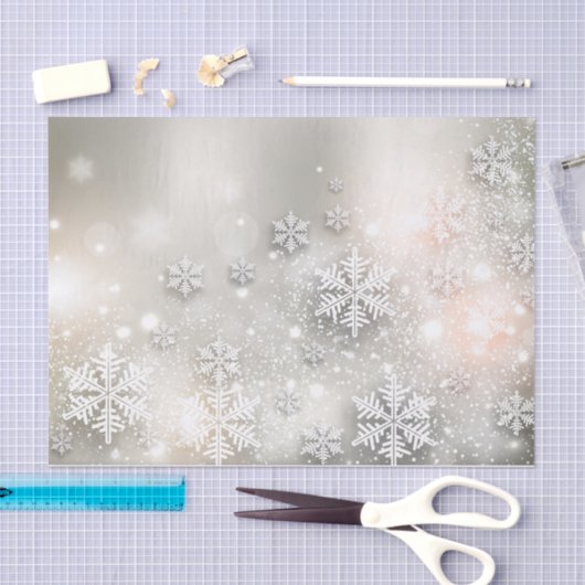 クリスマスホリデーエレガントスノーフレーク 薄葉紙 (クラフト)