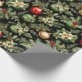 クリスマスホリデーエレガントデコレーションボーブル ラッピングペーパー (角)