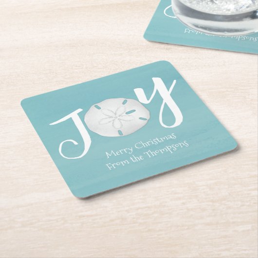 クリスマスホリデーエレガントビーチターコイズコースト スクエアペーパーコースター (アングル)