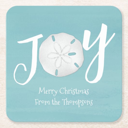 クリスマスホリデーエレガントビーチターコイズコースト スクエアペーパーコースター (正面)