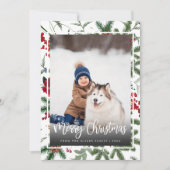 クリスマスホリデーエレガントボタニカルフォトモダン シーズンカード (正面)