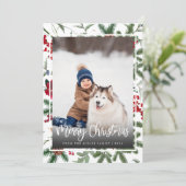 クリスマスホリデーエレガントボタニカルフォトモダン シーズンカード (スタンド正面)