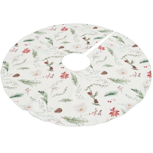 クリスマスホリデーエレガントボホボタニカル自然 ブラッシュドポリエステルツリースカート (アングル)