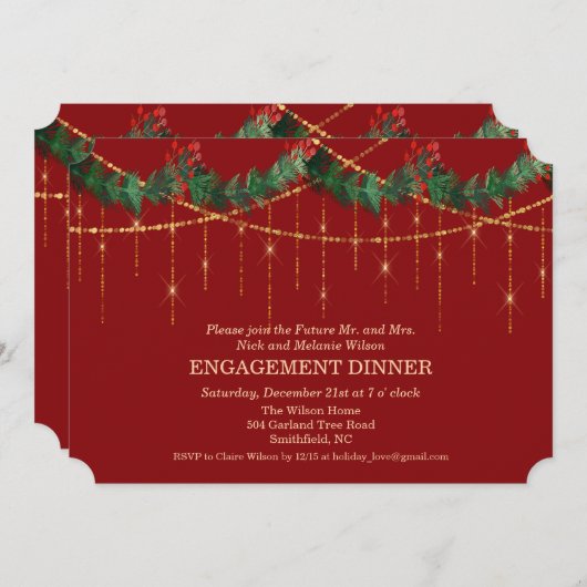 クリスマスホリデーエンゲージメントディナー招待状 招待状 (正面/裏面)