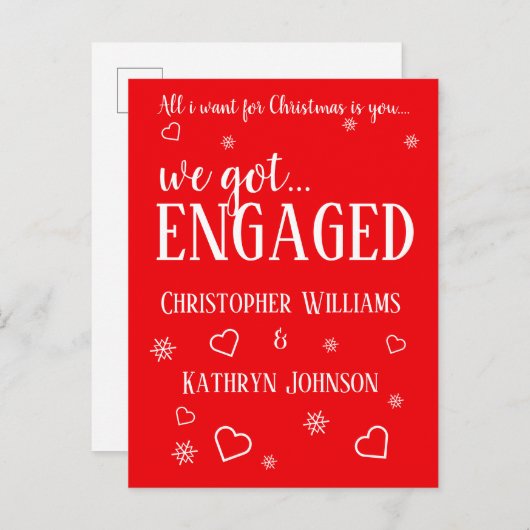 クリスマスホリデーエンゲージメント発表 案内ポストカード (正面/裏面)