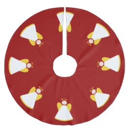 クリスマスホリデーエンジェルズレッド金ゴールドホワイトクリスマス ブラッシュドポリエステルツリースカート