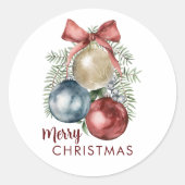 クリスマスホリデーオーナメントウォータカラー ラウンドシール (正面)