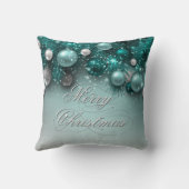 クリスマスホリデーオーナメントティール（緑がかった色） クッション (裏面)