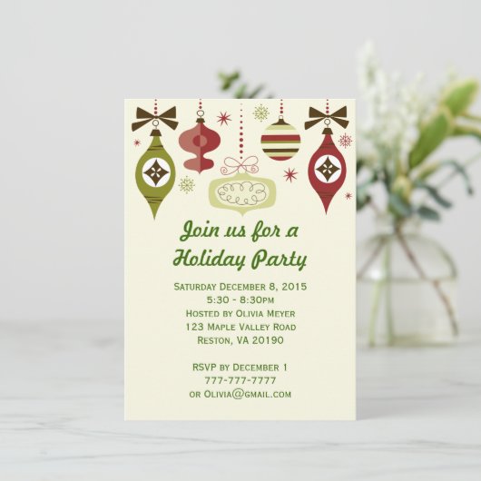 クリスマスホリデーオーナメントパーティの招待状 招待状 (スタンド正面)