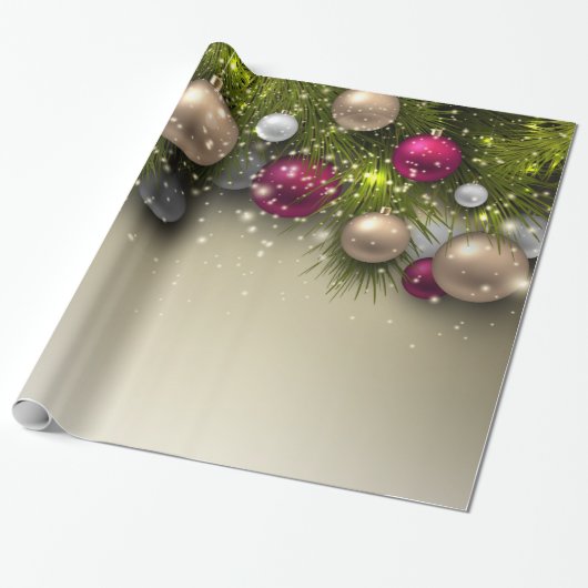 クリスマスホリデーオーナメント数々の- ラッピングペーパー (アンロールド)