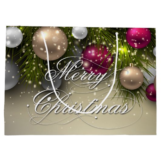 クリスマスホリデーオーナメント数々の- ラージペーパーバッグ (裏面)