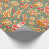 クリスマスホリデーオーナメント背景パターン ラッピングペーパー (角)